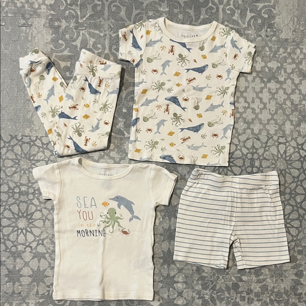 Chickpea Pajamas 4 Piece Set Sea Life 24m